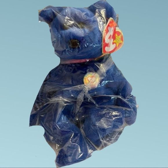NWT & in Original Bag Retired Blue Clubby Bear Ty Beanie Baby - Picture 1 of 4